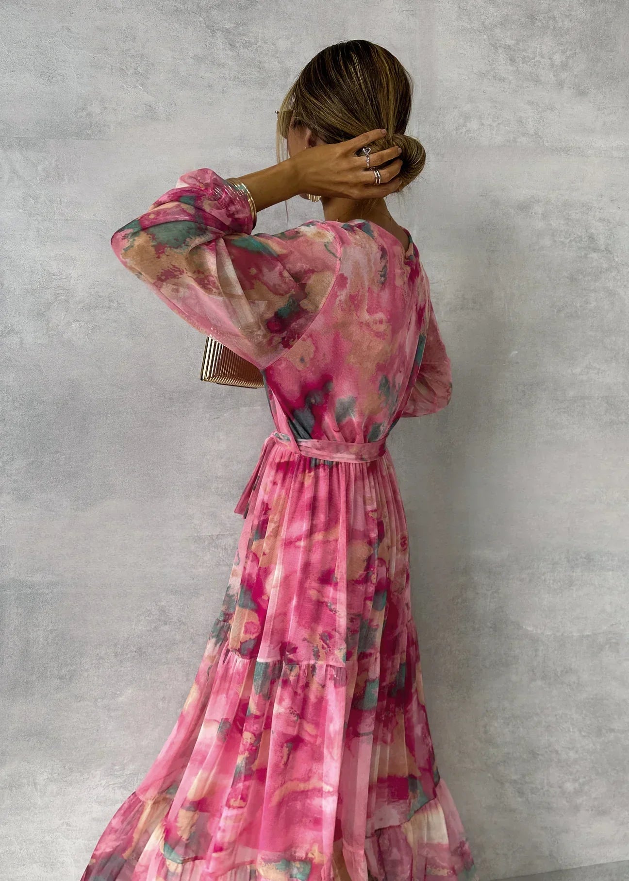 Floral Wrap Maxi Dress, Flattering Shape with Lightweight Fabric