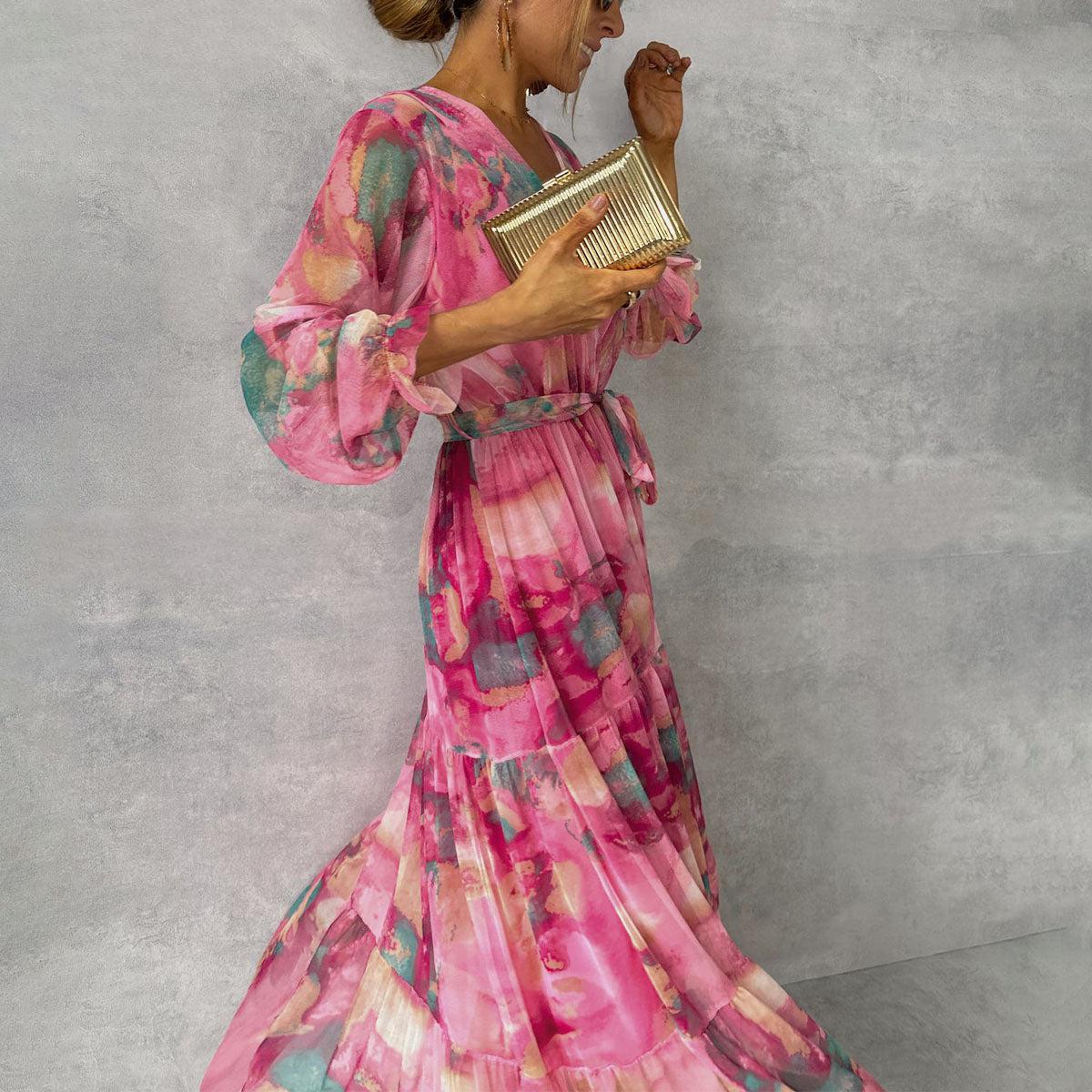 Floral Wrap Maxi Dress, Flattering Shape with Lightweight Fabric