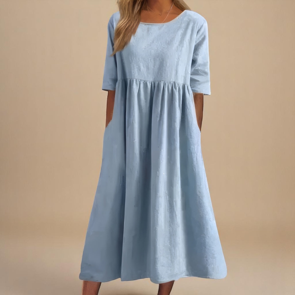 Classic Mid Sleeve Dress, Lightweight Comfort with Chic Style