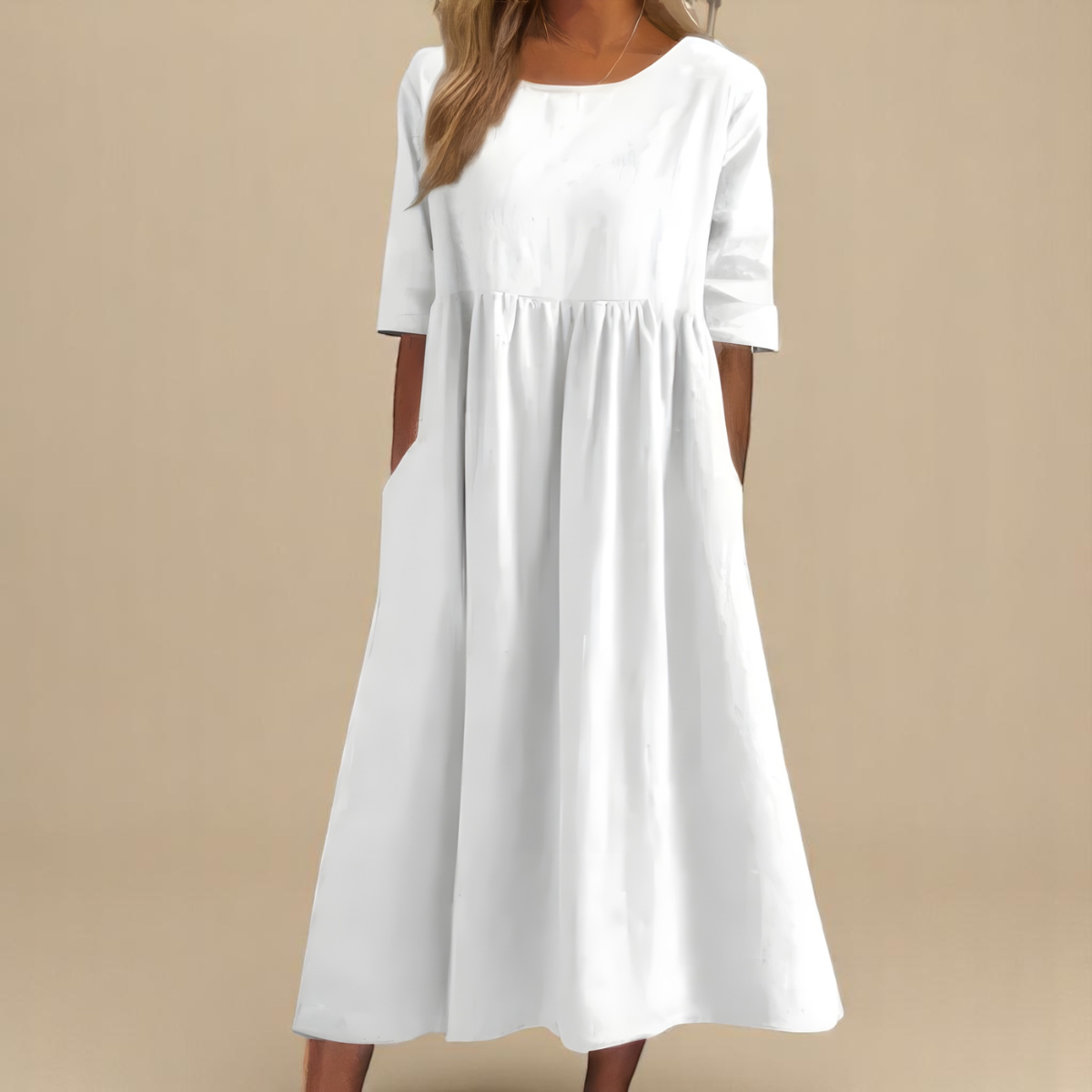 Classic Mid Sleeve Dress, Lightweight Comfort with Chic Style