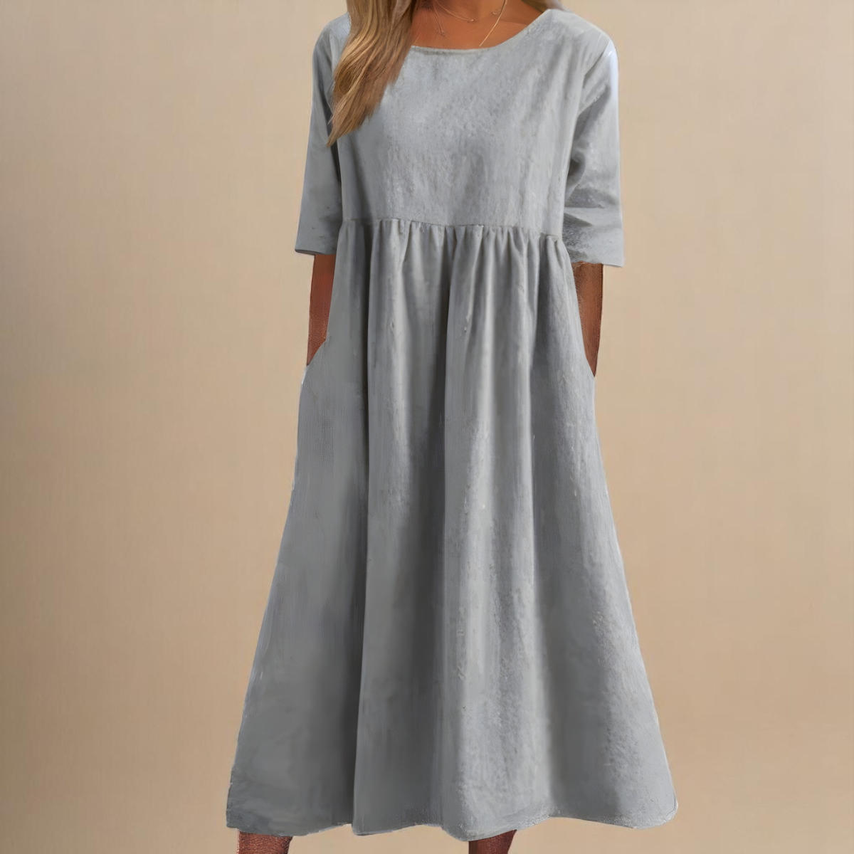 Classic Mid Sleeve Dress, Lightweight Comfort with Chic Style