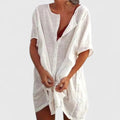 Lightweight beach dress women button front loose fit summer style