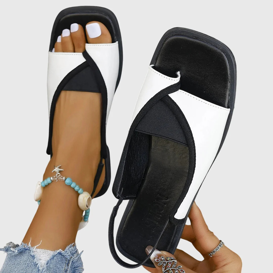 Elegant women flat sandals contrast strap design comfortable summer walking style