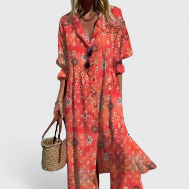 Boho Maxi Dress, Relaxed Fit with Breathable Fabric for Warm Days