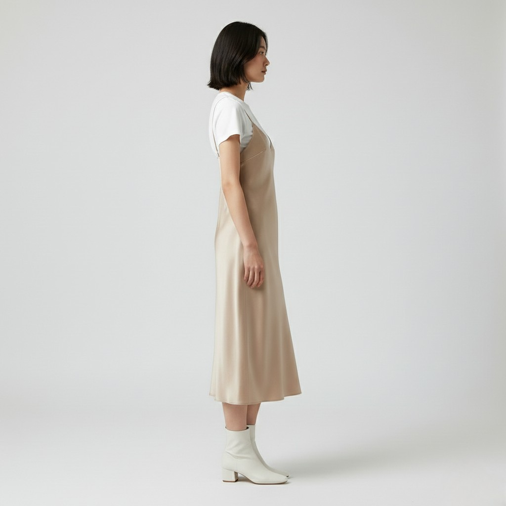 Satin Layered Slip Midi Dress