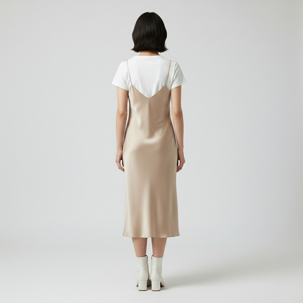 Satin Layered Slip Midi Dress