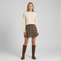Cable Knit Sweater & Plaid Mini Skirt Set