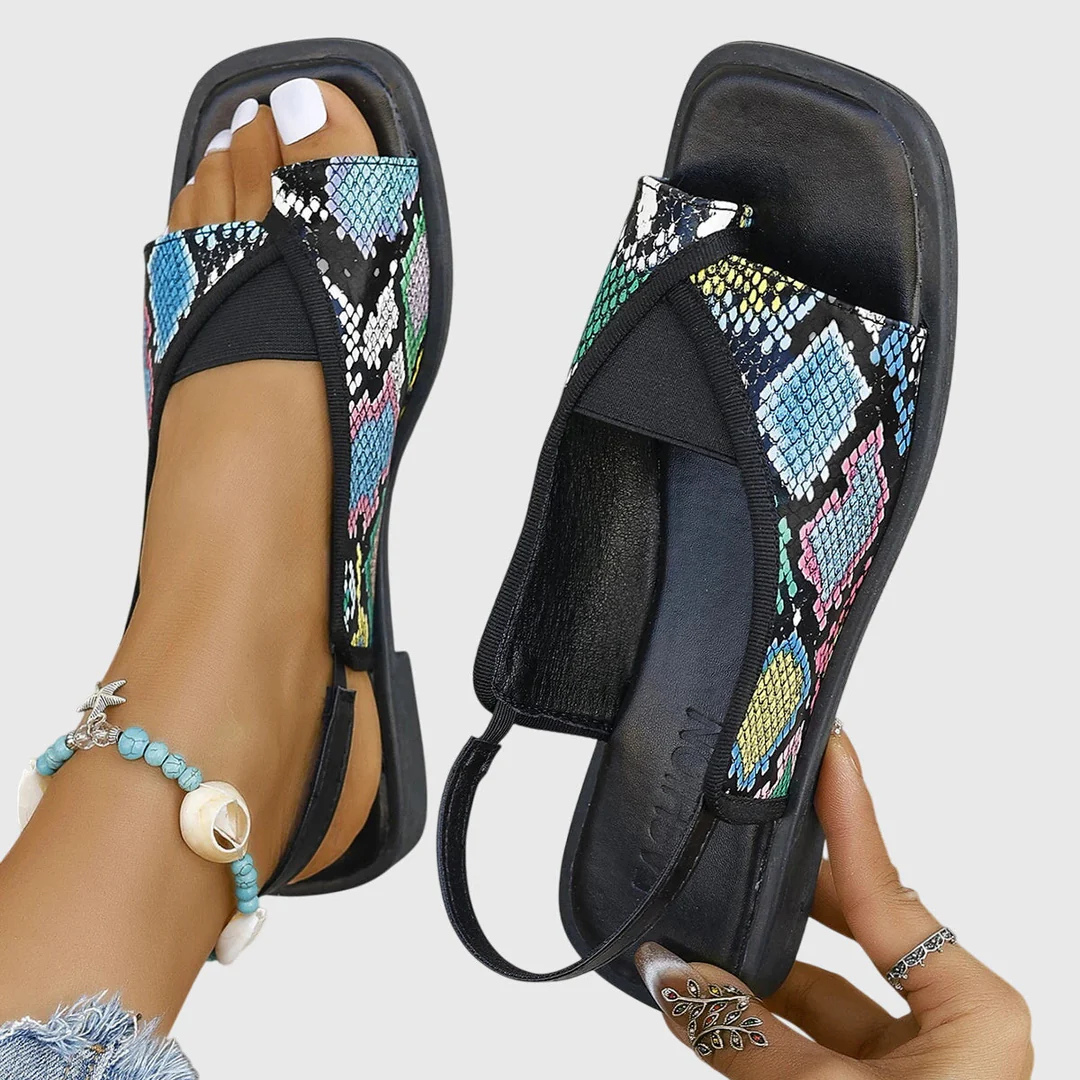 Elegant women flat sandals contrast strap design comfortable summer walking style