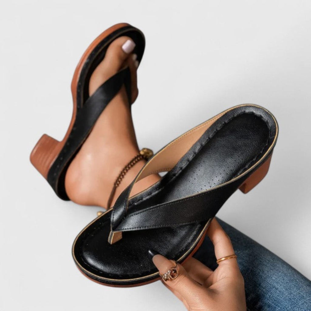 Comfortable women thong sandals chunky heel design breathable everyday summer wear