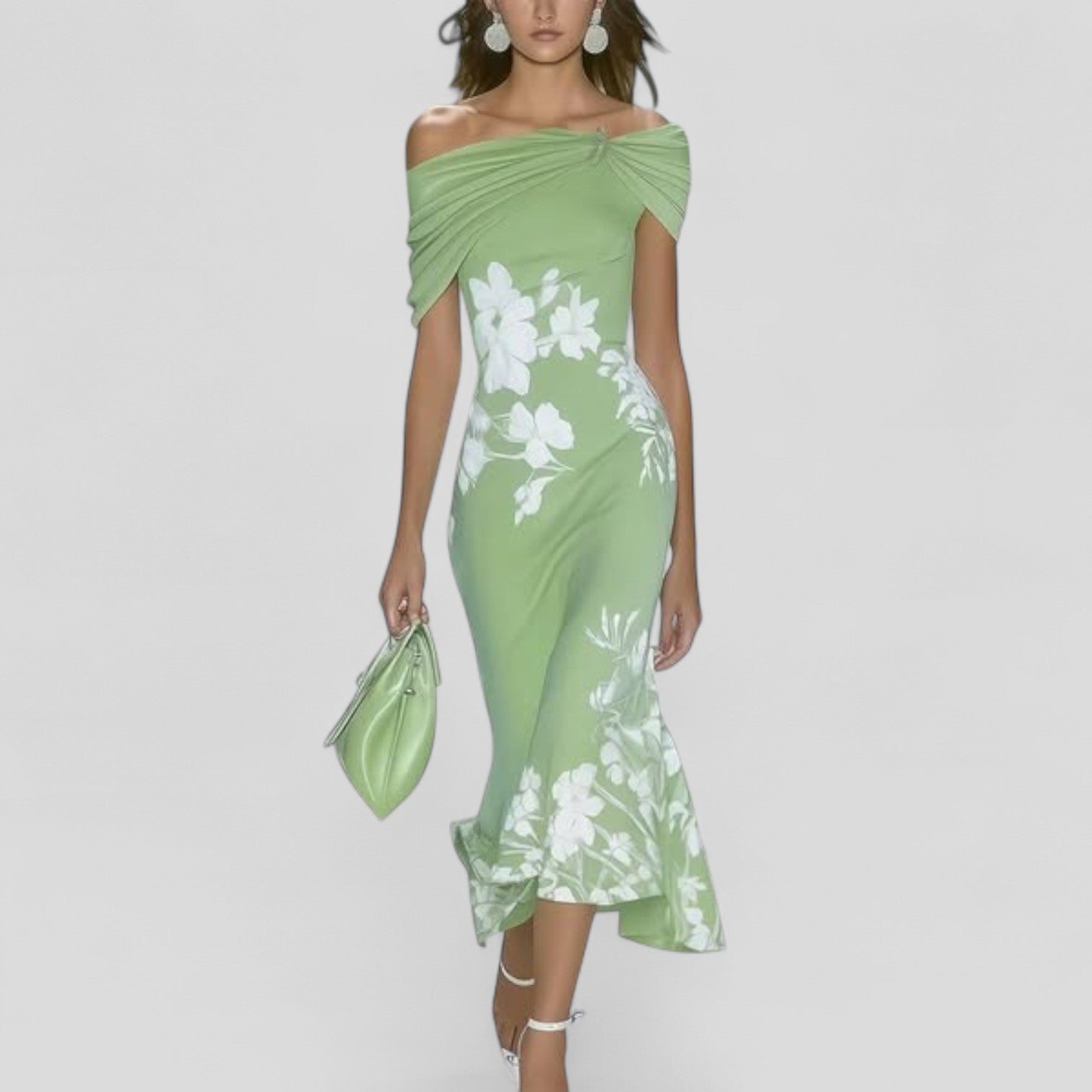 Elegant Floral Midi Dress, Lightweight Design for Effortless Style
