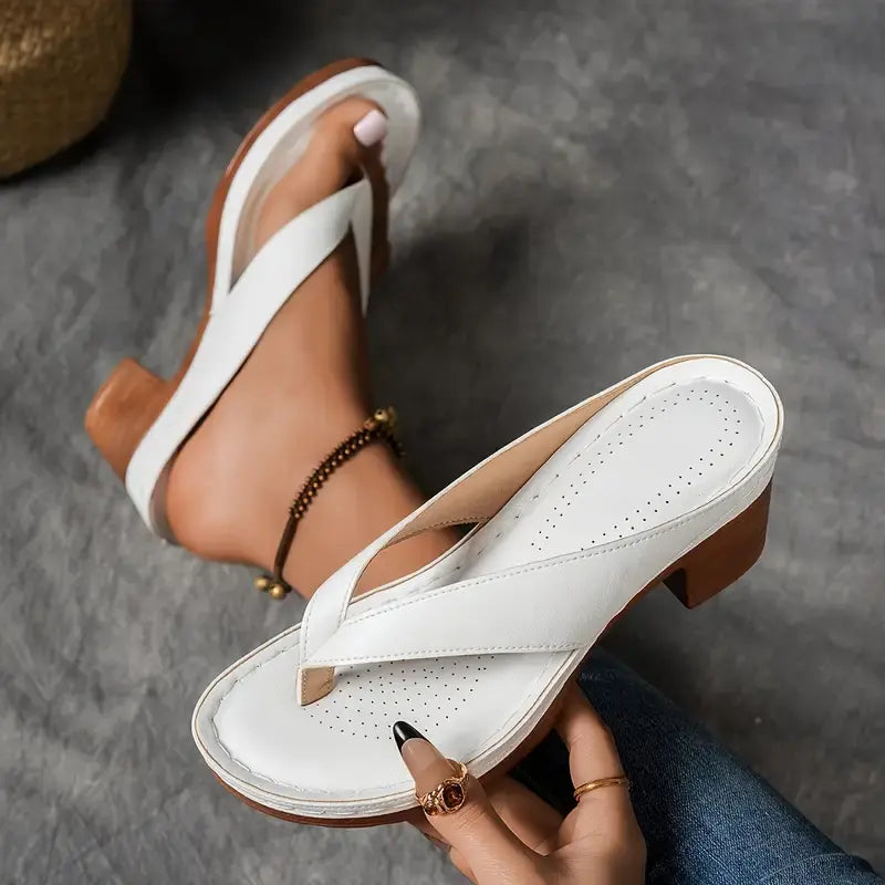 Elegant slip on sandals women with heel breathable stylish daily comfort