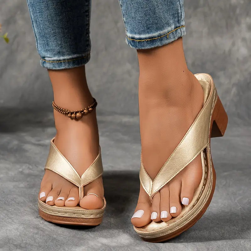 Elegant slip on sandals women with heel breathable stylish daily comfort