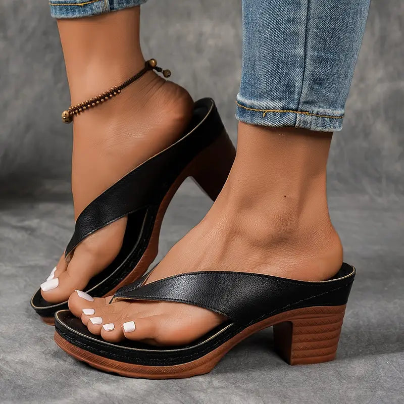 Elegant slip on sandals women with heel breathable stylish daily comfort