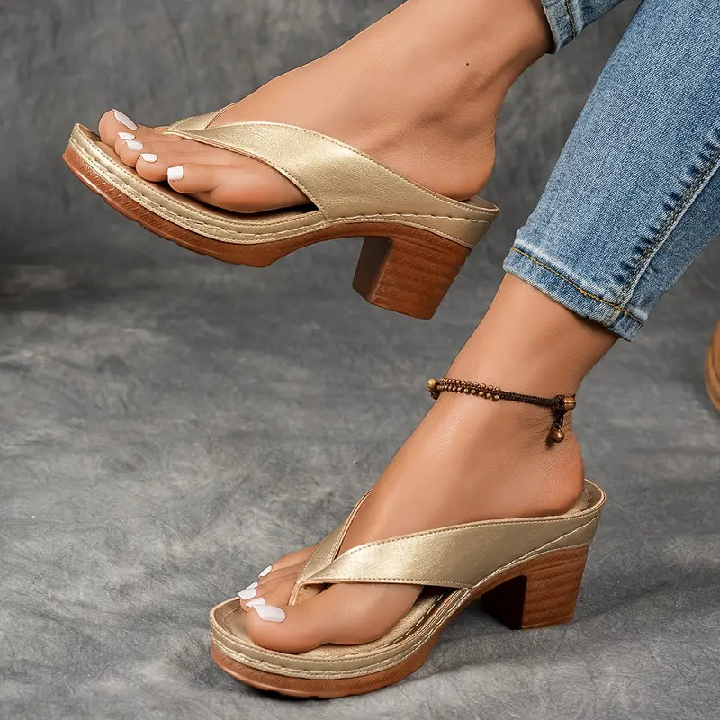 Elegant slip on sandals women with heel breathable stylish daily comfort