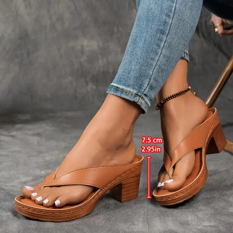 Elegant slip on sandals women with heel breathable stylish daily comfort