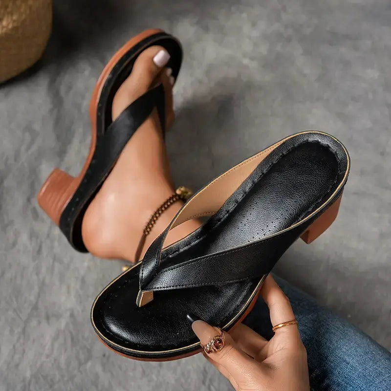 Elegant slip on sandals women with heel breathable stylish daily comfort
