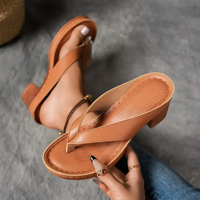 Elegant slip on sandals women with heel breathable stylish daily comfort