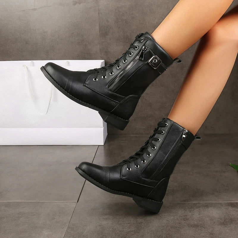 Stylish leather boots women soft cushioned fit elegant daily comfort