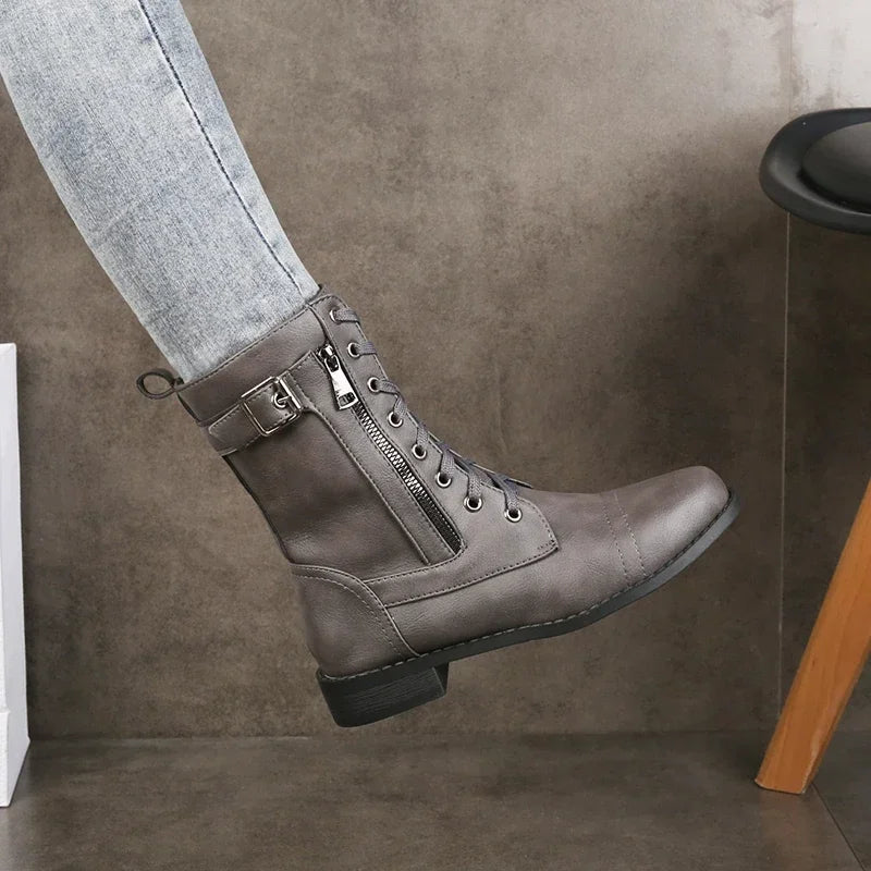 Stylish leather boots women soft cushioned fit elegant daily comfort