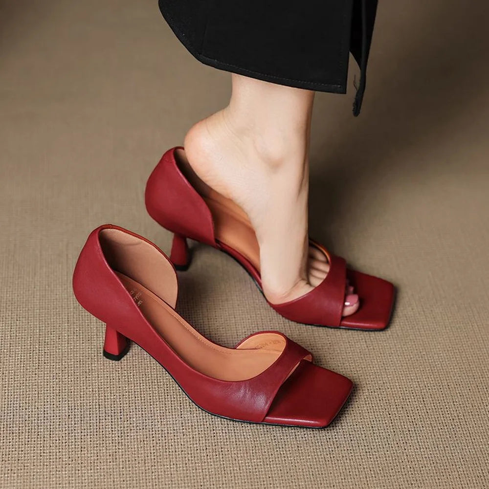 Elegant heels women leather finish stylish comfortable wear
