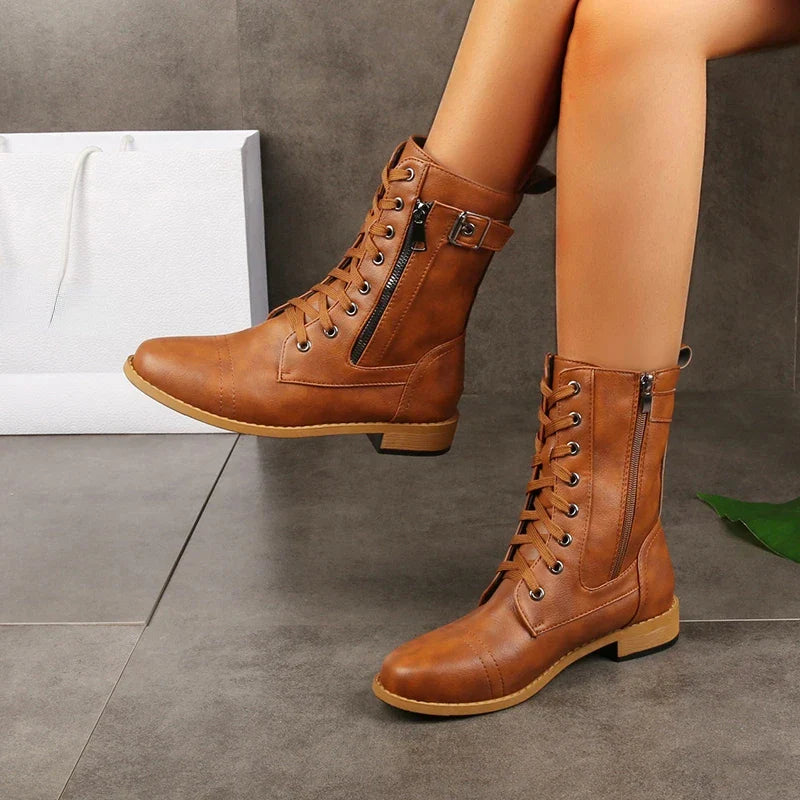 Stylish leather boots women soft cushioned fit elegant daily comfort