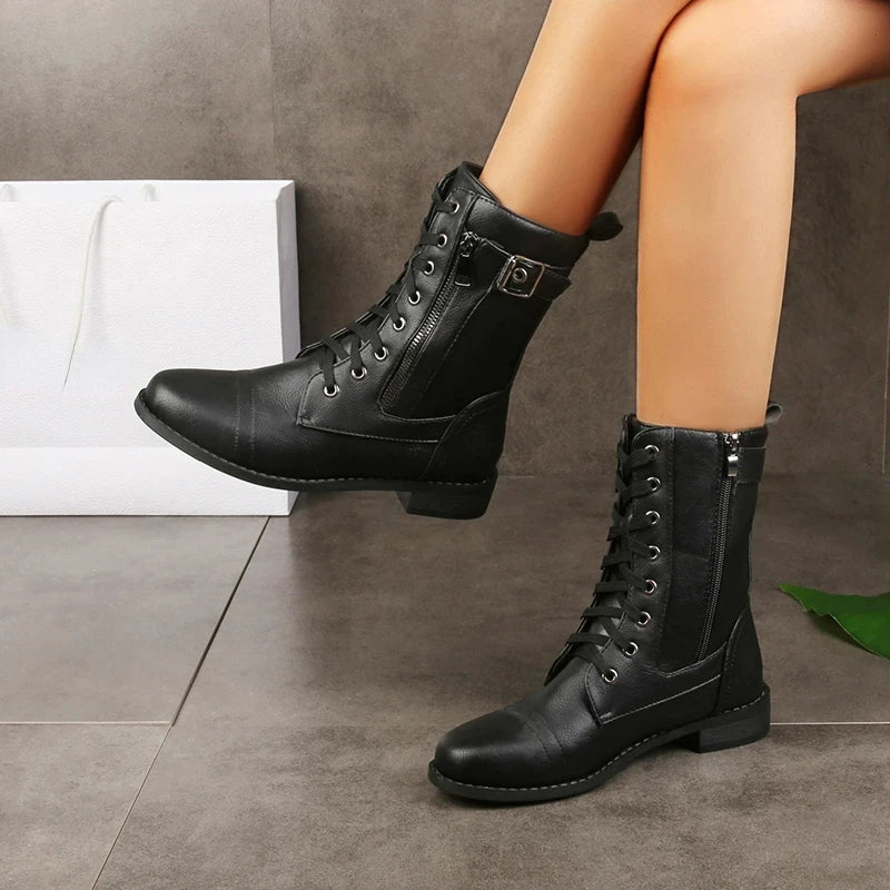 Stylish leather boots women soft cushioned fit elegant daily comfort