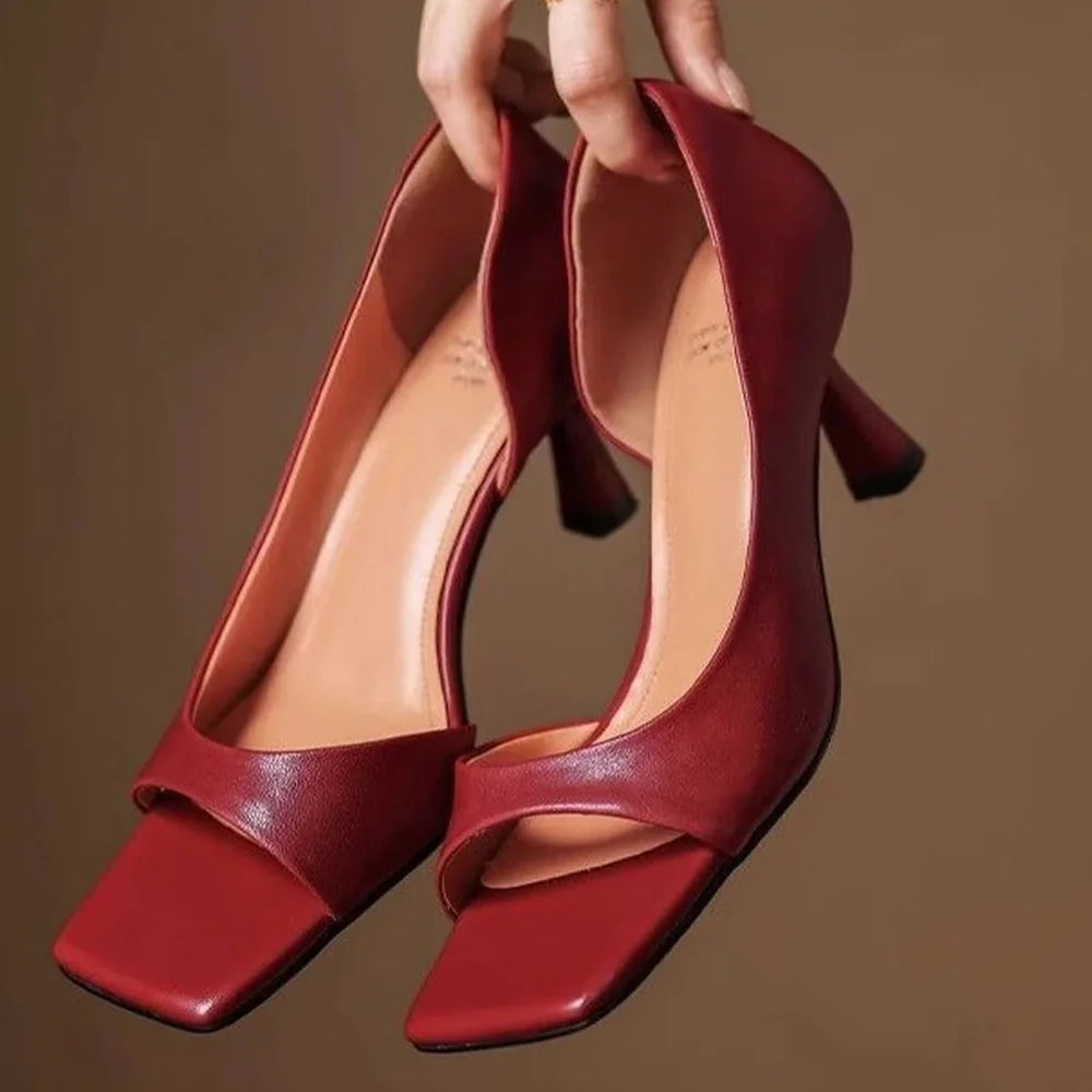 Elegant heels women leather finish stylish comfortable wear