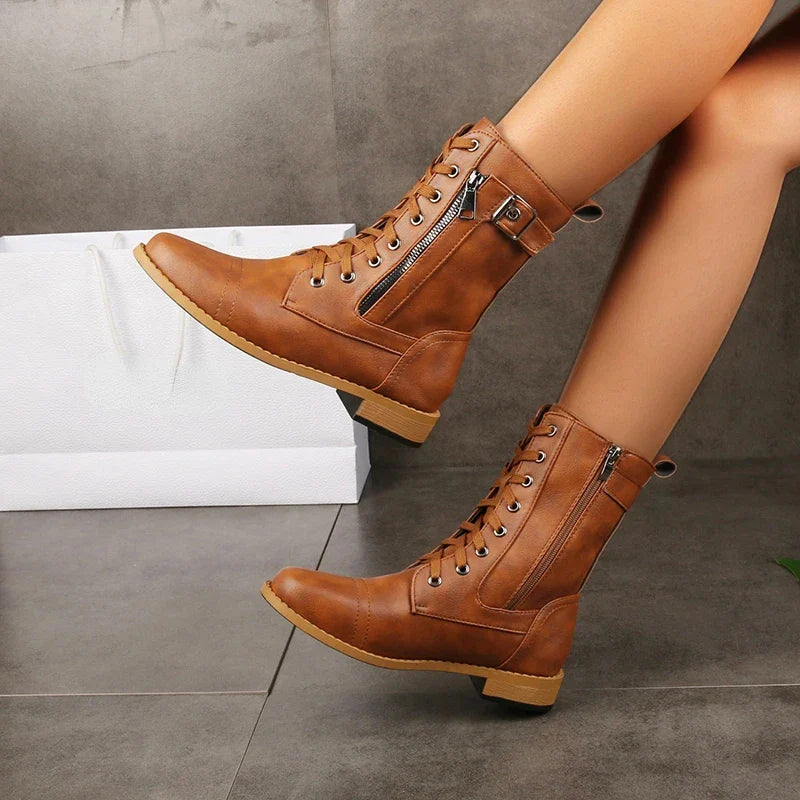 Stylish leather boots women soft cushioned fit elegant daily comfort