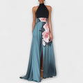 Elegant A-line floral maxi dress women soft comfortable fit