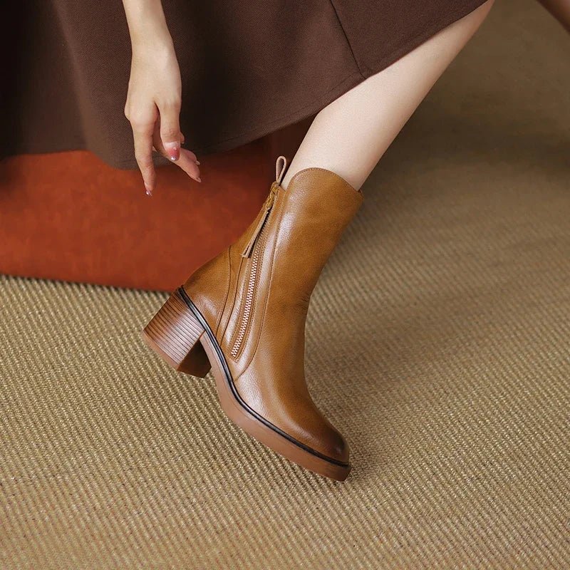 Classic Leather Ankle Boots for Women, Elegant Style with All-Day Comfort