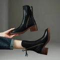 Classic Leather Ankle Boots for Women, Elegant Style with All-Day Comfort