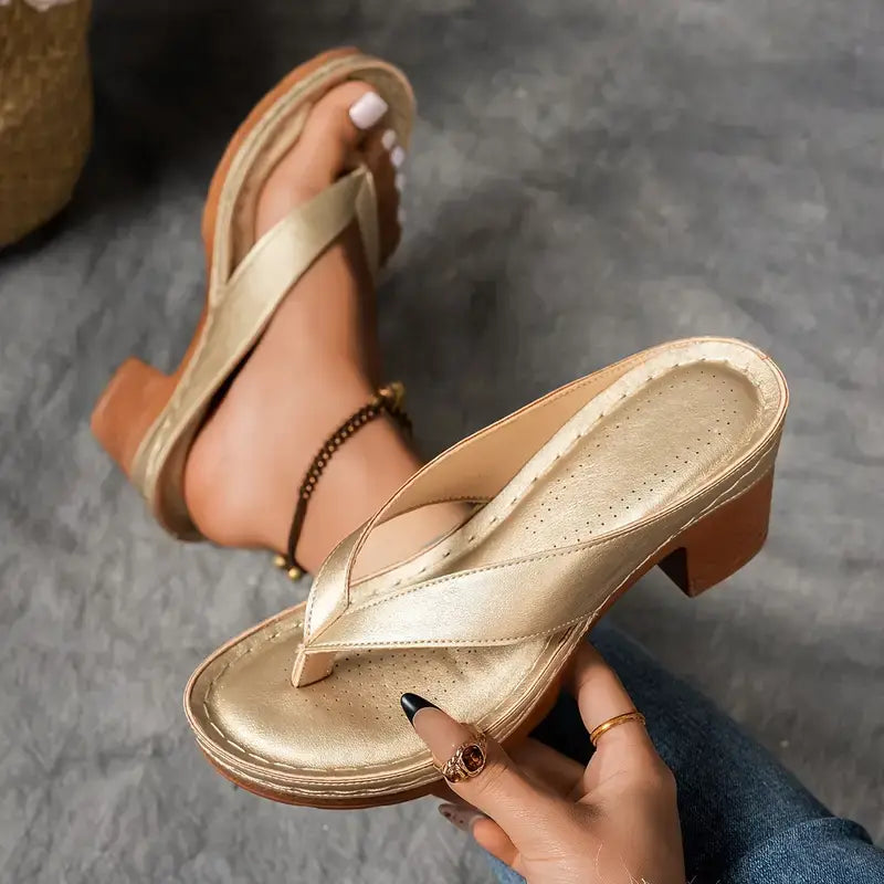 Elegant slip on sandals women with heel breathable stylish daily comfort