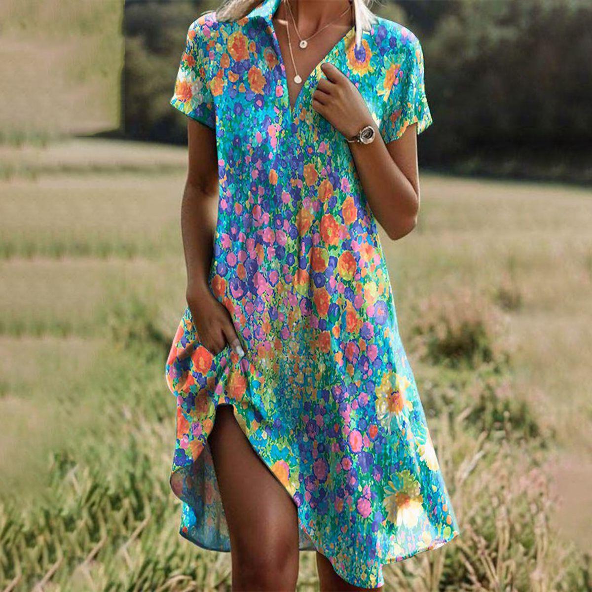 Elegant boho chic summer dress women soft flowy comfort style